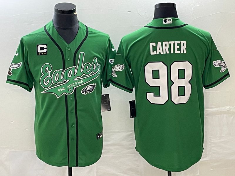 Men Philadelphia Eagles 98 Carter Green Co Branding Game NFL Jersey style 4